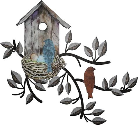 metal statue bird house tree|Amazon.com: Outdoor Metal Art Birds.